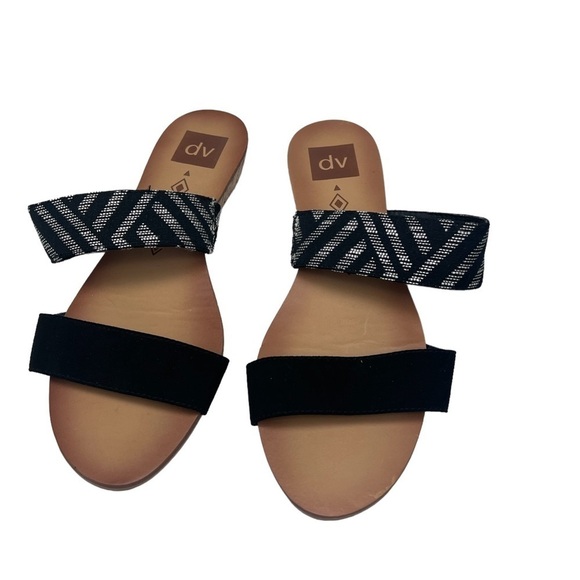 Dolce Vita Aztec Tribal Southwestern Black White Slip On Wedge Sandals SZ 8.5 - Picture 5 of 12